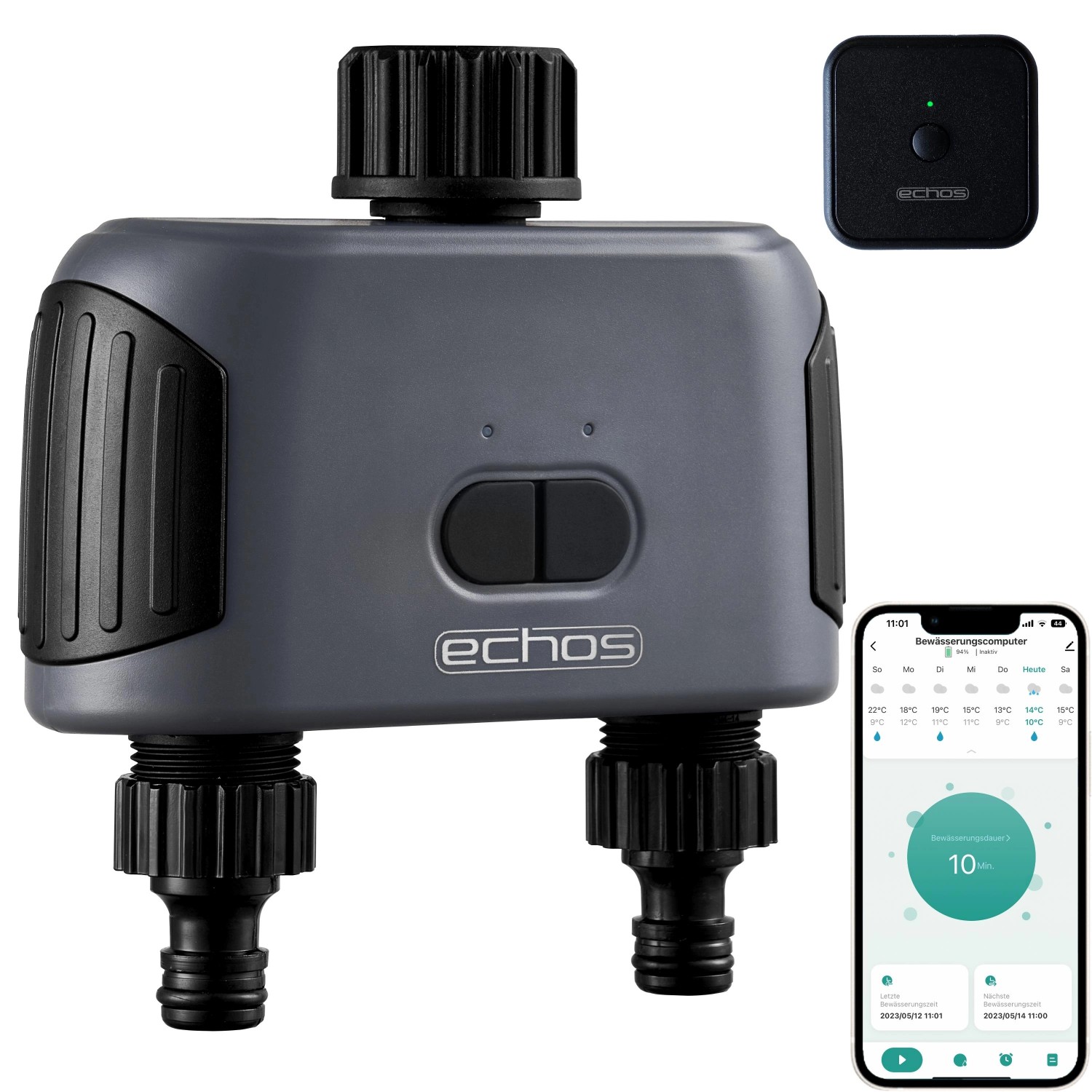 Echos Eco-4102 Dualer Bewässerungscomputer mit WiFi und Gateway Tuya / Smart Life APP Sprachsteuerung Echos Eco-4102 Dualer Bewässerungscomputer mit WiFi und Gateway Tuya / Smart Life APP Sprachsteuerung von echos