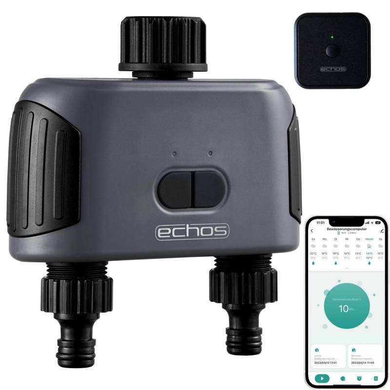 Echos Eco-4102 Dualer Bewässerungscomputer mit WiFi und Gateway Tuya / Smart Life APP Sprachsteuerung Echos Eco-4102 Dualer Bewässerungscomputer mit WiFi und Gateway Tuya / Smart Life APP Sprachsteuerung von echos