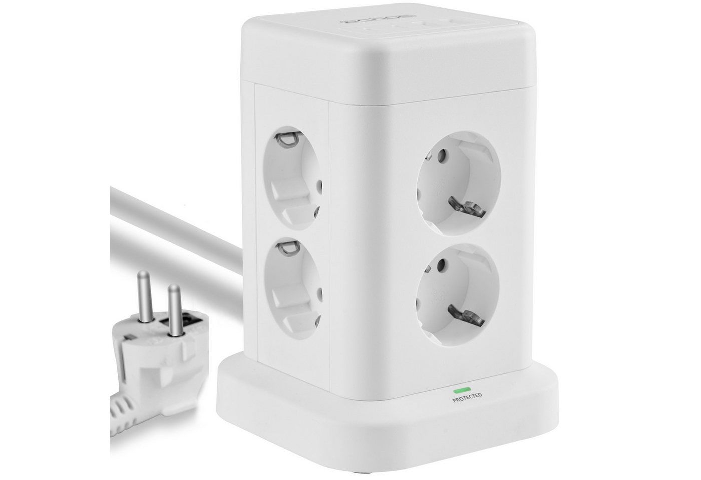 echos Eco-4135 Steckdosenleiste 8-fach (Ein- / Ausschalter, Kontrollleuchte, 2 x USB-A Anschlüsse, 2x 2 USB-C Anschlüsse, Kindersicherung, Überspannungsschutz, Überstromschutz, Feuerfestes Material, Kabellänge 3 m), 12-in-1 Steckdosenturm, 3 Meter Stromkabel, USB-A und USB Typ-C echos Eco-4135 Steckdosenleiste 8-fach (Ein- / Ausschalter, Kontrollleuchte, 2 x USB-A Anschlüsse, 2x 2 USB-C Anschlüsse, Kindersicherung, Überspannungsschutz, Überstromschutz, Feuerfestes Material, Kabellänge 3 m), 12-in-1 Steckdosenturm, 3 Meter Stromkabel, USB-A und USB Typ-C von echos