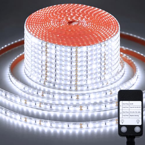 echosari 20M LED Strip Aussenbereich Wasserdicht, Ultra-Langer 2400 LED Streifen Dimmbar Hoher Helligkeit LED Band für Garten Wand Innen und Außendekoration(Weiß) von echosari