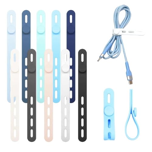 2025 Neu Silikon Kabelbinder Colourful, Wiederverwendbar Kabel Organizer,Cable Organizer, Kabelbinder WiederverschließBar, für Datenkabel, Ladekabel, Netzwerkkabelaufbewahrung (10) von eclato