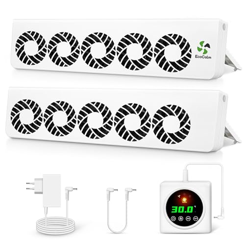 ecoCalm Heizkörper Ventilator 2.0 auf Heizkörper Länger als 84cm mit Regler mit intelligenten Thermostaten, Heizkörperlüfter mit 10 Lüfter die Effizienz der Heizung und Sparen Energie (Duo Set) von ecoCalm