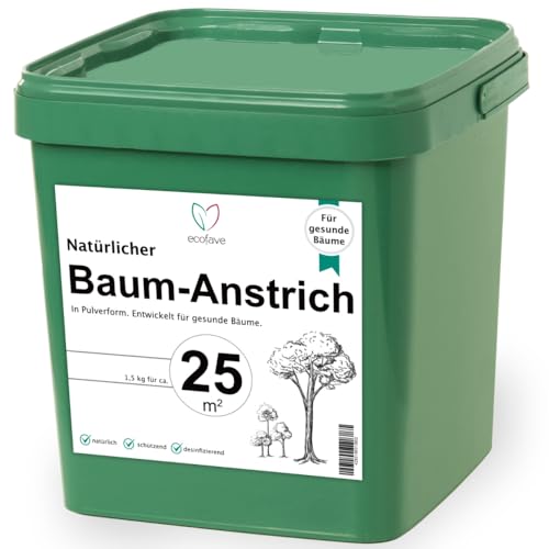 Natürlicher Baum-Anstrich (1,5 kg, 25 m²) | Kalkanstrich für Bäume | weiße Baumschutzfarbe | natürlicher Schutz von ecofave