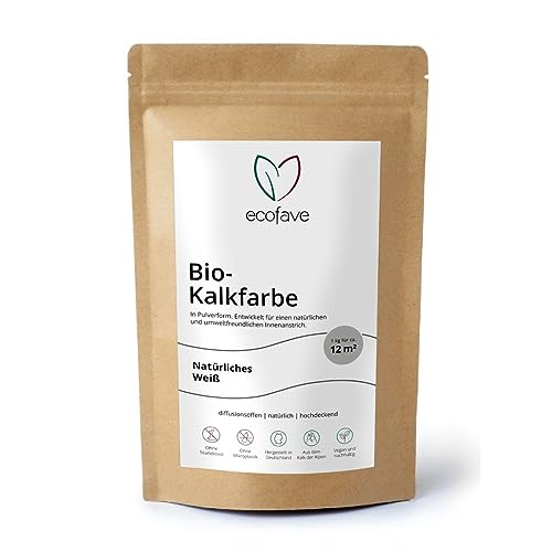 ecofave Bio-Kalkfarbe Farbe Natürliches Weiß, Größe 1 kg (ca. 12 m²) von ecofave