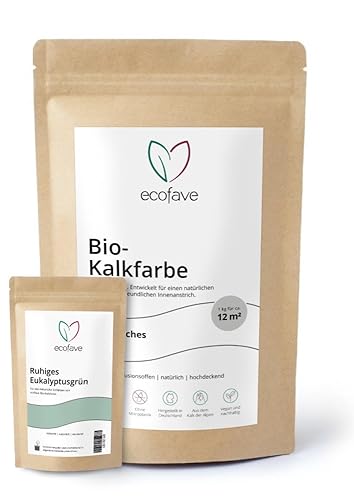 ecofave Bio-Kalkfarbe Farbe Ruhiges Eukalyptusgrün, Größe 1 kg (ca. 12 m²) von ecofave