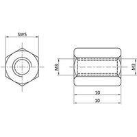 Econ connect D3X10I5MH Abstandsbolzen M3 M3 Messing (vernickelt) von econ Connect