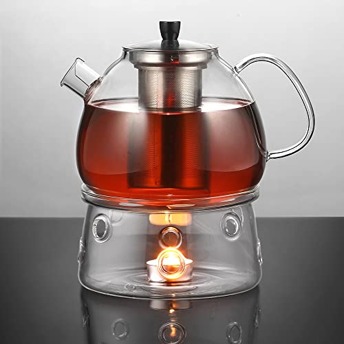 Ecooe 1500ml Teekanne mit Stövchen Teebereiter Glas und Teewärmer Teekanne Suit von ecooe