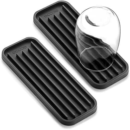 ecooe 2 Stück Silikon Abtropfmatte Platzsparende Kleine Trockenmatte für Gläser Flaschen und mehr Spülmaschinenfest 21,5 x 7,8 x 1 cm Grau von ecooe