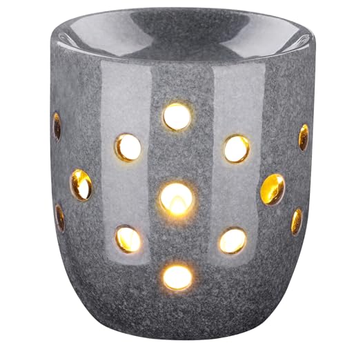 ecooe Aromalampe Teelichthalter Duftlampe aus Keramik Aroma Diffuser,Grau von ecooe