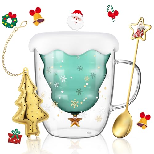 ecooe Doppelwandige Süße Weihnachtsbaum Latte Macchiato Gläser 270ml Kaffeetasse Weihnachten Becher mit Weihnachtsbaum Teesieb Teegläser für Milch, EIS, Weihnachtsgeschenke Geschenke für Frauen Kinder ecooe Doppelwandige Süße Weihnachtsbaum Latte Macchiato Gläser 270ml Kaffeetasse Weihnachten Becher mit Weihnachtsbaum Teesieb Teegläser für Milch, EIS, Weihnachtsgeschenke Geschenke für Frauen Kinder von ecooe