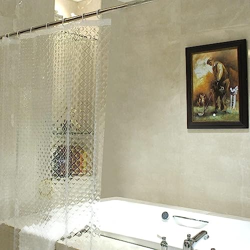 ecooe Duschvorhänge 3D Rhombus Duschvorhang Transparent 100% Eva-Material Wasserdicht Anti Schimmel, 120 x 200cm mit 8 Ringe Badvorhang für Badezimmer, Dicke 0,15 mm von ecooe