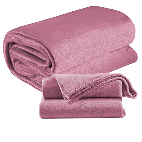 Kuscheldecke flauschig 220 x 240 cm | Fleecedecke | Tagesdecke | Sofadecke | Kuschel Decke | Warmhaltedecke | Kuscheldecke warm | Wohndecke | Überwurfdecke (220 x 240 cm Promo Pink) von ecosa