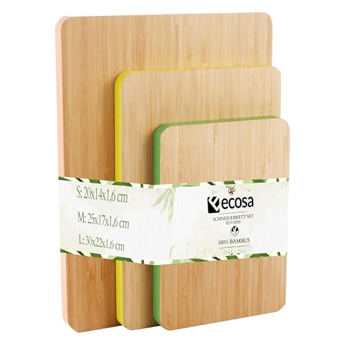 Schneidebrett Holz 3er Set aus nachhaltigem Bambus Schneidebretter Küchenbrett Schneidebrettchen Hackbrett Hackbretter Servierbrett Umweltfreundlich Nachhaltig Robust von ecosa