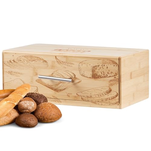 ecosa Brotbox aus nachhaltigem Bambus Brotkasten Brotaufbewahrung Brotkiste Aufbewahrungsbox Brotkorb Brot Box Vorratsdose für Brot von ecosa