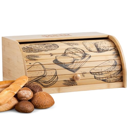 ecosa Brotbox aus nachhaltigem Bambus mit Rolldeckel Brotkasten Brotaufbewahrung Brotkorb Aufbewahrungsbox Brot Box Vorratsdose für Brot Brotkiste von ecosa