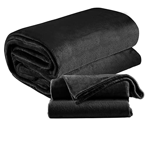 ecosa Kuscheldecke flauschig 220 x 240 cm | Fleecedecke | Tagesdecke | Sofadecke | Kuschel Decke | Warmhaltedecke | Kuscheldecke warm | Wohndecke | Überwurfdecke Sultan Schwarz von ecosa