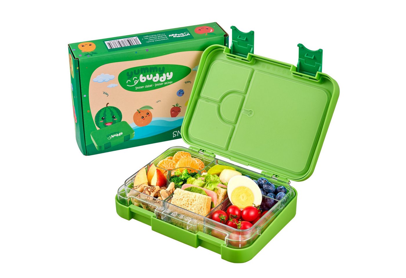 ecosa Lunchbox EO-8171 yummy buddy Kinder Brotdose, Tritan, (Brotdose, 4-tlg), Kinderfreundliche Verriegelung,BPA-Frei,Auslaufsicher,Vesperdose von ecosa
