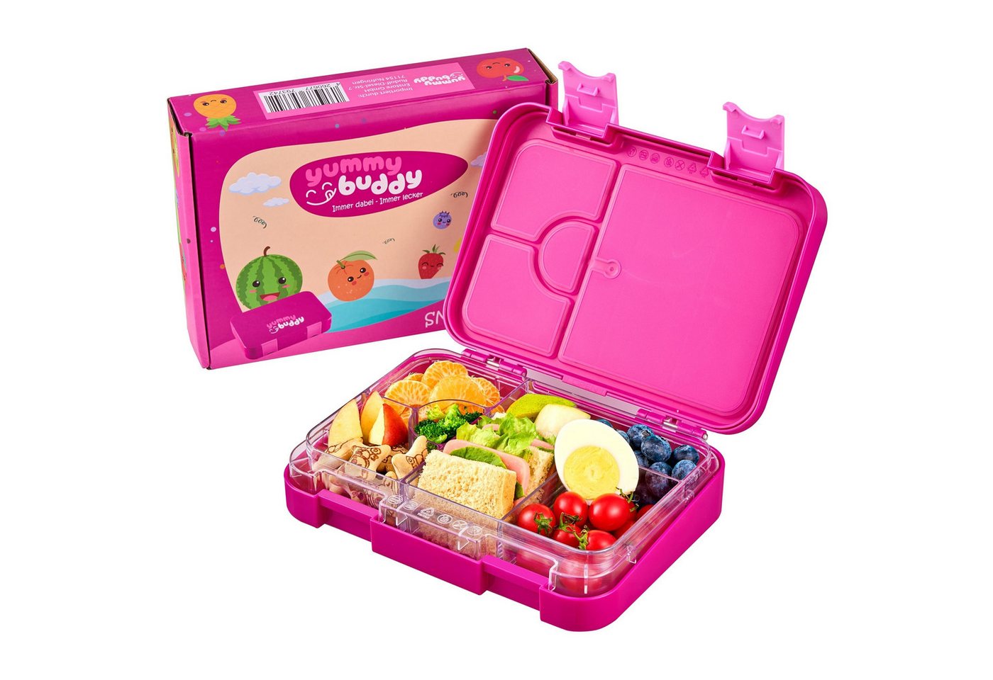 ecosa Lunchbox EO-8172 yummy buddy Kinder Brotdose, Tritan, (Brotdose, 4-tlg), Kinderfreundliche Verriegelung,BPA-Frei,Auslaufsicher,Vesperdose von ecosa