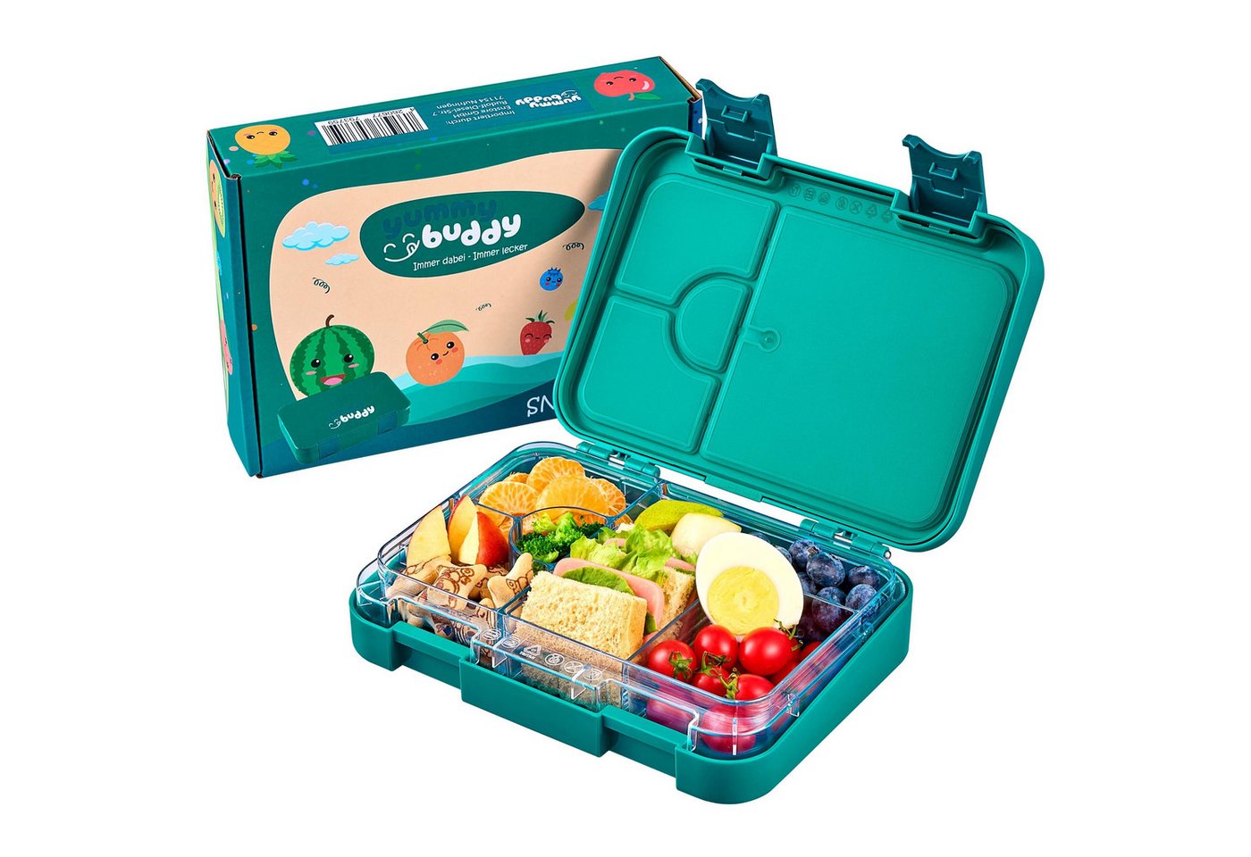 ecosa Lunchbox EO-8173 yummy buddy Kinder Brotdose, Tritan, (Brotdose, 4-tlg), Kinderfreundliche Verriegelung,BPA-Frei,Auslaufsicher,Vesperdose von ecosa