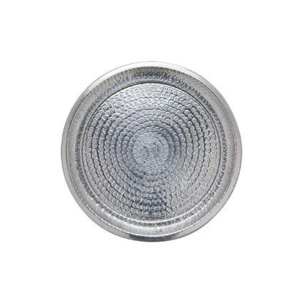 Darjeeling Tray Fairtrade Aluminium-Tablett dekoratives, indisches Design 48cm Durchmesser Silber Platte silbern Indien indisch rund Teller Servierplatte Deko-Teller von ecosoul