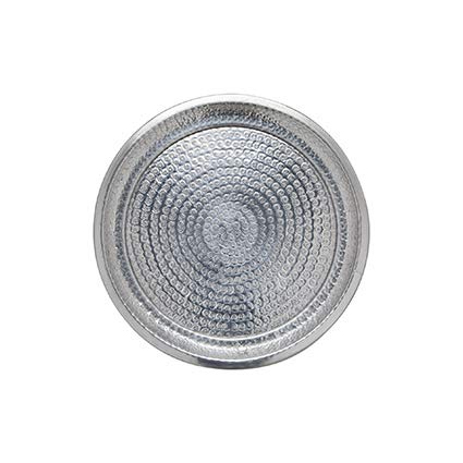 ecosoul Darjeeling tray Fairtrade Aluminium-Tablett dekoratives, indisches Design 48cm Durchmesser silber Platte silbern Indien indisch rund Teller Servierplatte Deko-Teller von ecosoul