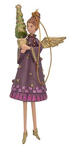 ecosoul Engel Instrument Musik Weihnachten Baumschmuck Figur Deko Hänger Christbaumschmuck 15 cm (mit Weihnachtsbaum violett-Gold) von ecosoul