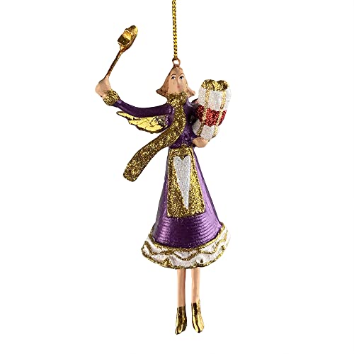 Engel Weihnachten Baumschmuck Figur Deko Hänger Christbaumschmuck Ornament 15 cm (lila-weiß mit Stern) von ecosoul