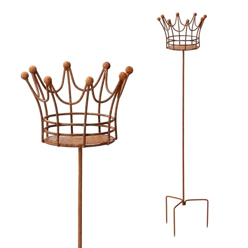 Kerzenhalter Blumenhalter Krone in DREI Größen Rost Deko Leuchtfeuer Krone Gartendeko Stab Edelrost (mittel - 122cm hoch) von ecosoul