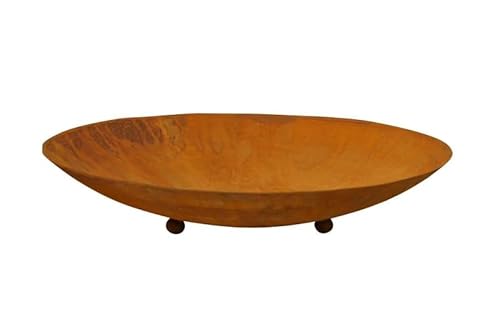 Schale rund auf Kugeln Pflanzschale Aufsatz für Feuerstelle Feuerkorb Feuerschale verrostet Rost Metall 11cm hoch 54cm Durchmesser von ecosoul