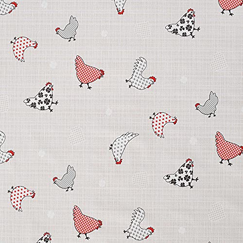 ecosoul Wachstuchtischdecke Chicken Village Bunte Hühner Schutzdecke Gartentischdecke glatt abaschbar Meterware Breite:140cm Länge:300cm von ecosoul