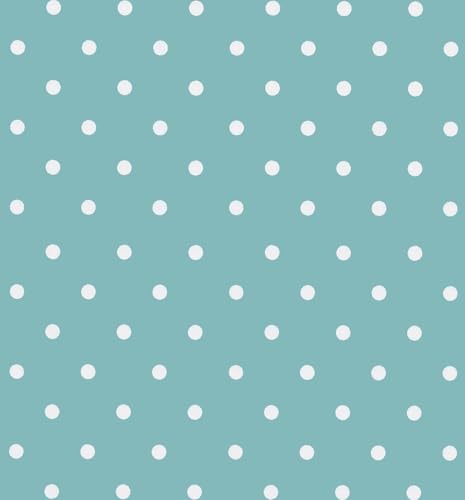Wachstuchtischdecke Wachstuch in 1,4m Br. glatt Verschiedene Designs PVC Tischdecke Garten Küche Länge wählbar (Dots Vintage blau, 140cm x 160cm) von ecosoul