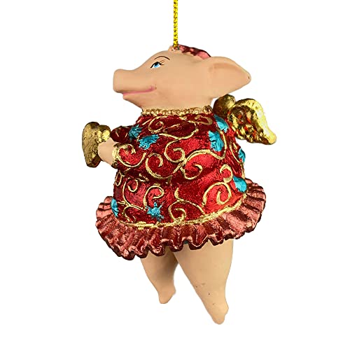 ecosoul Christbaumschmuck Figur Schwein mit Flügeln Hänger weiß-rot-grün Hänger Weihnachten 9,5 cm hoch 1 Stück (rot-blau mit Herz) von ecosoul