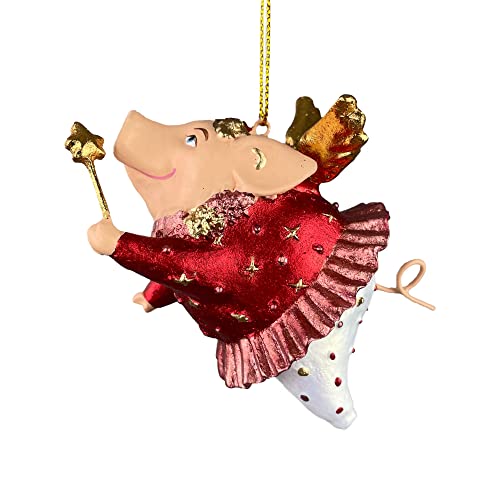 ecosoul Christbaumschmuck Figur Schwein mit Flügeln Hänger weiß-rot-grün Hänger Weihnachten 9,5 cm hoch 1 Stück (rot-weiß mit Stern) von ecosoul