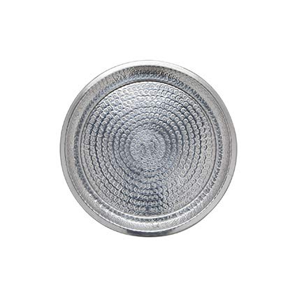 ecosoul Darjeeling Tray Fairtrade Aluminium-Tablett dekoratives, indisches Design 38cm Durchmesser silber Platte silbern Indien indisch rund Teller Servierplatte Deko-Teller von ecosoul