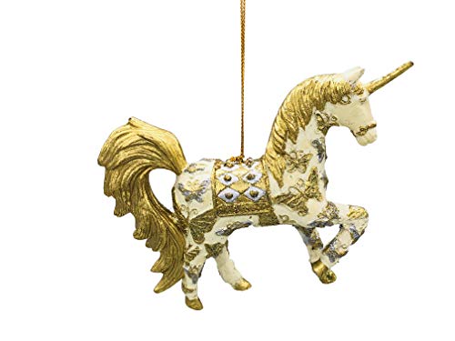 ecosoul Einhorn Weihnachten Baumschmuck Figur Deko Hänger Christbaumschmuck 15 cm (Creme-Gold) von ecosoul