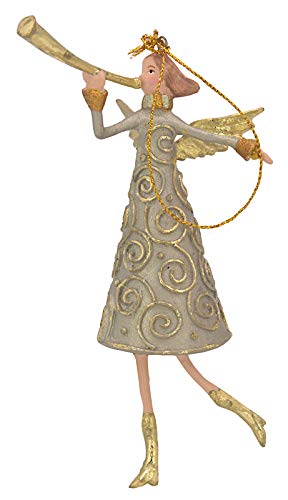 ecosoul Engel Instrument Musik Weihnachten Ostern Baumschmuck Figur Deko Hänger Christbaumschmuck 15 cm (mit Instrument Silber-Gold) von ecosoul