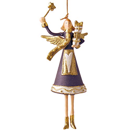 ecosoul Engel Weihnachten Baumschmuck Figur Deko Hänger Christbaumschmuck Ornament 12 cm (dunkelblau-weiß mit Stern) von ecosoul