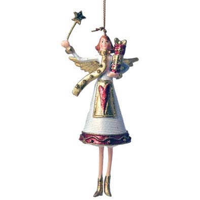 ecosoul Engel Weihnachten Baumschmuck Figur Deko Hänger Christbaumschmuck Ornament 12 cm (weiß-rot mit Stern) von ecosoul