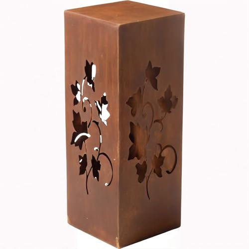 ecosoul Gartendeko Objekt mit Efeu Laterne Garten-Säule zum Stellen Säule Kübel Metall Rost Deko (22,5 x 22,5 x 60cm) von ecosoul