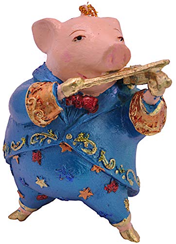 ecosoul Schwein Musikant Musiker Musikinstrumente handbemalt Weihnachten Baumschmuck Deko Hänger Christbaumschmuck 10 cm (blau) von ecosoul