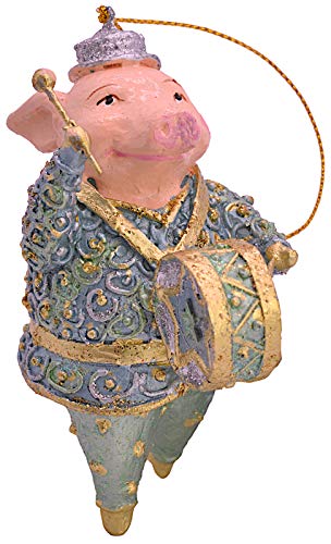 ecosoul Schwein Musikant Musiker Musikinstrumente handbemalt Weihnachten Baumschmuck Deko Hänger Christbaumschmuck 10 cm (hellblau) von ecosoul