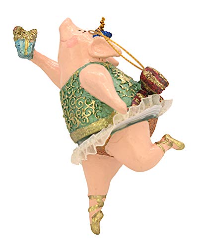 ecosoul Schwein Schweinchen Ballerina Figur Deko Hänger Christbaumschmuck 11 cm (grün-Gold) von ecosoul