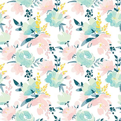 ecosoul Wachstuchtischdecke Spring Flowers 1,4m Breite Länge wählbar Blumen grün rosa Leinen-Prägung (140cm x 190cm) von ecosoul