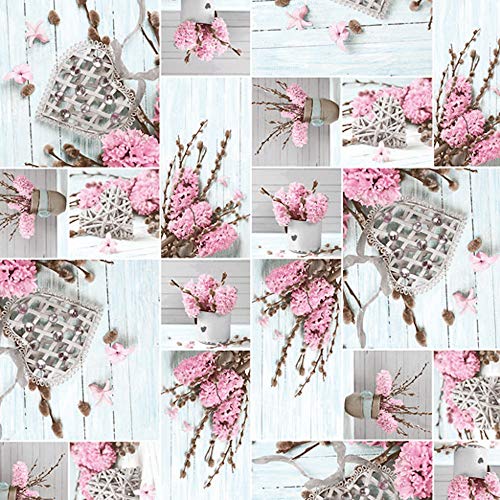 ecosoul Wachstuchtischdecke Wolkentraum Zweige Blumen Herzen rosa grau Schutzdecke Gartentischdecke glatt abwaschbar Meterware Breite:140cm Länge:160cm von ecosoul