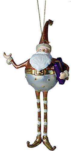 ecosoul Weihnachtsmann Gabenträger Weihnachten Baumschmuck Figur Deko Hänger Christbaumschmuck 16 cm (weiß-Gold mit Geschenk) von ecosoul