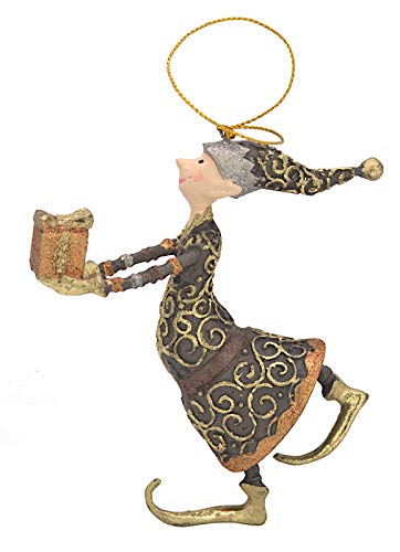 ecosoul Weihnachtsmann Gabenträger mit Geschenk Deko Hänger Christbaumschmuck anthrazit Gold 13 cm von ecosoul