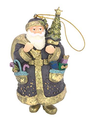 ecosoul Weihnachtsmann dick Gabenträger mit Geschenken Deko Hänger Christbaumschmuck dunkelblau 15 cm von ecosoul