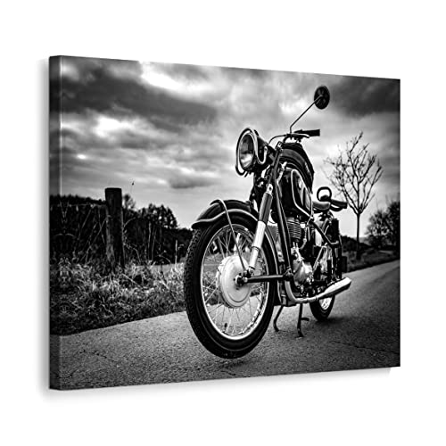 ecowalls Bilder Motorrad - 110x80 cm - Vlies Leinwandbild - Leinwand Bilder - Wandbilder Wohnzimmer, Schlafzimmer Modern - Wandbild XXL - Bilder Wohnzimmer, Schlafzimmer von ecowalls