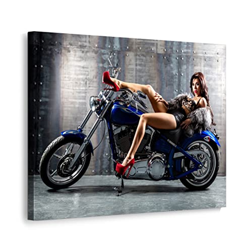 ecowalls Bilder Motorrad - 60x80 cm - Vlies Leinwandbild - Leinwand Bilder - Wandbilder Wohnzimmer, Schlafzimmer Modern - Wandbild XXL - Bilder Wohnzimmer, Schlafzimmer von ecowalls