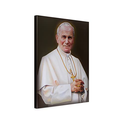 ecowalls Heiligen Bilder - Papst Johannes Paul II Bild - 110x80 cm - Vlies Leinwandbild - Leinwand Bilder - Wandbilder Wohnzimmer, Schlafzimmer Modern - Wandbild XXL - Bilder Wohnzimmer, Schlafzimmer von ecowalls